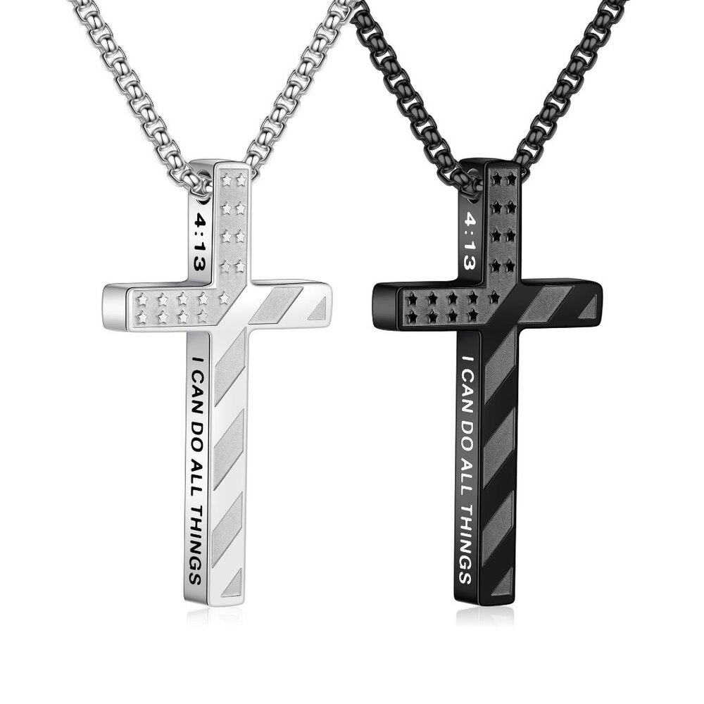 Stainless Steel Cross Necklace 18-24 Inches Christian Jewelry Gift